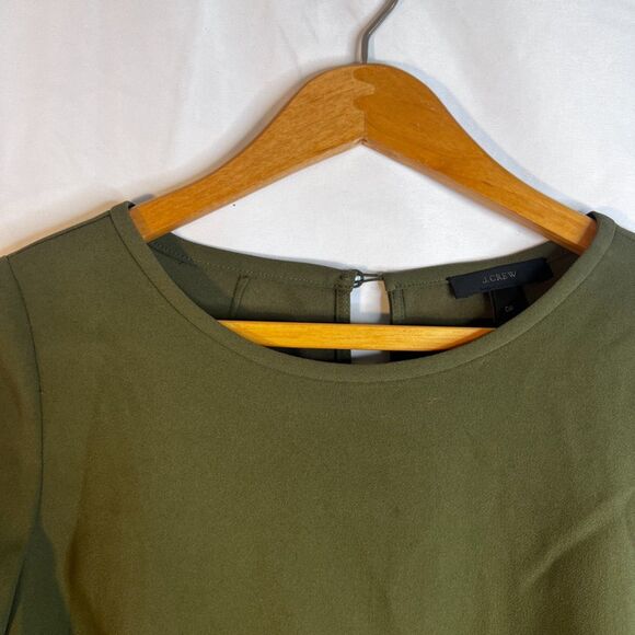 J Crew Statement Sleeve Blouse Green Boho Dressy Office Work Size 0P - Picture 3 of 8